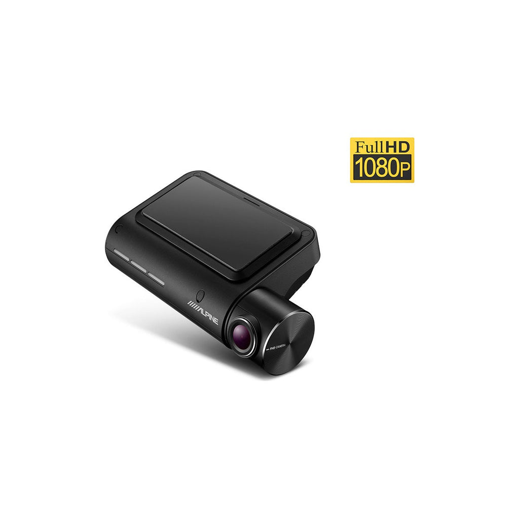 Alpine DVR-F800PRO Full HD ADAS front dash cam, angled view