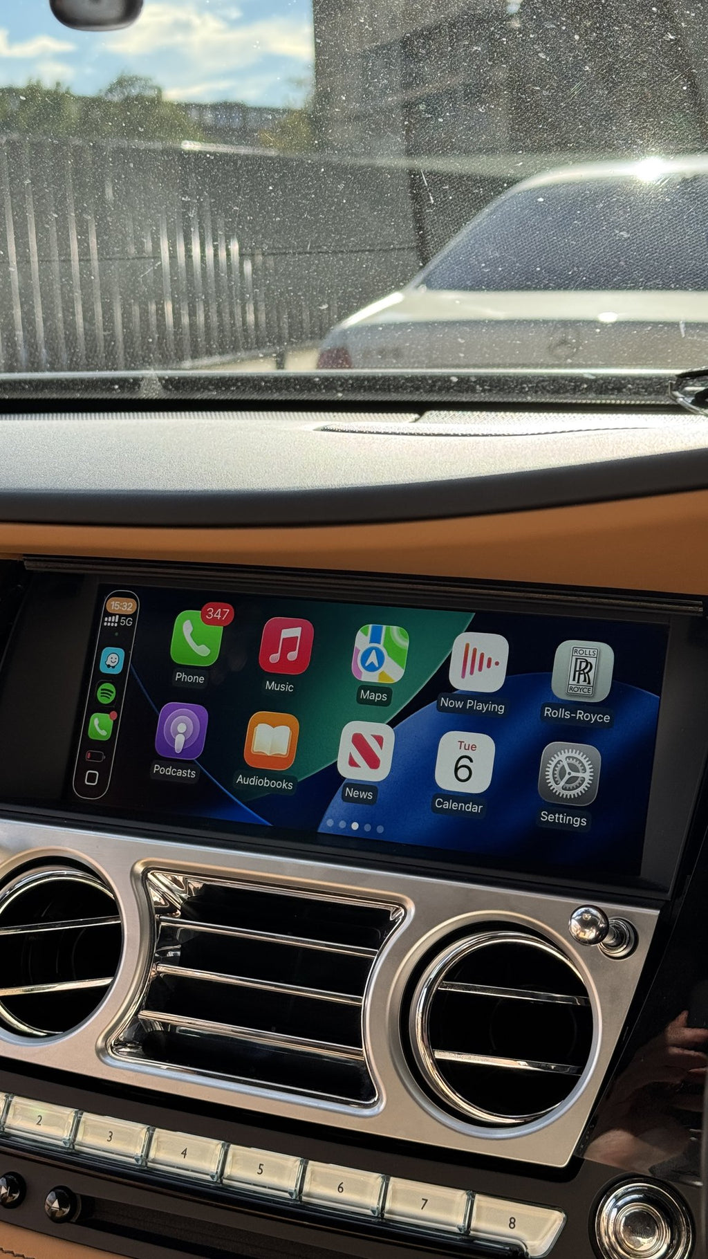 Apple CarPlay on the factory NBT screen of a Rolls-Royce