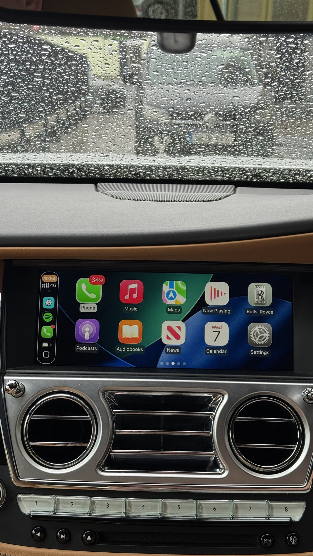 Apple CarPlay app screen in a Rolls-Royce with the NBT system