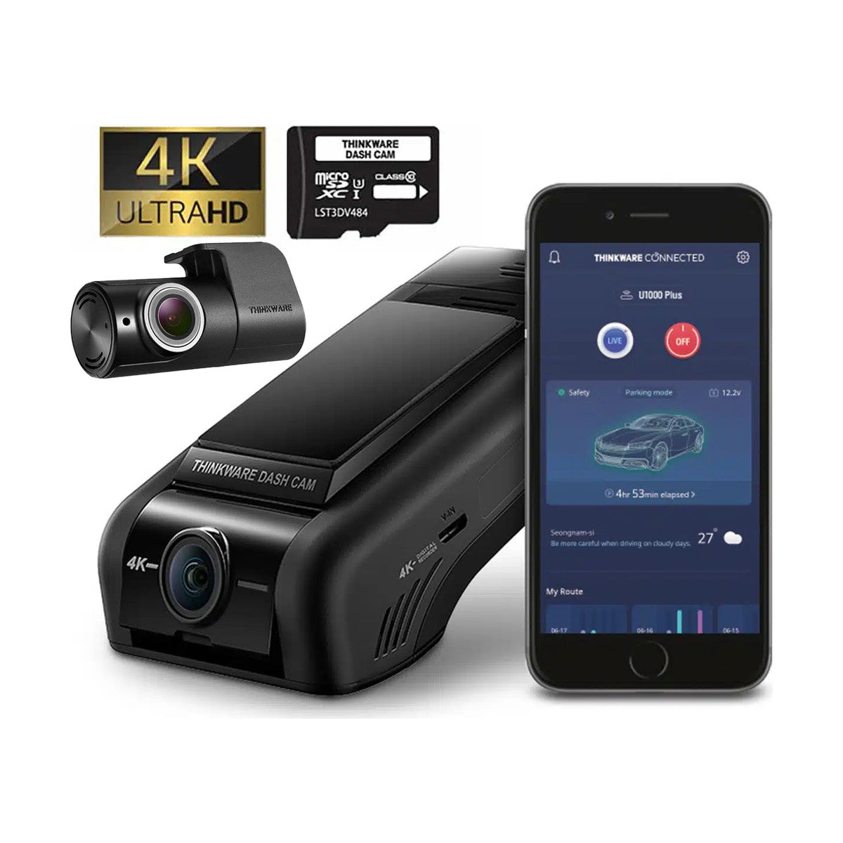 Thinkware U1000 Pro 2CH 4K front and 2K rear dash cam kit